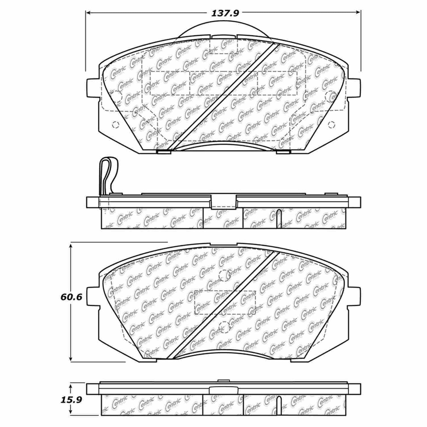 Centric Parts Disc Brake Pad Set Semi-Metallic with Shims for 2010-2016 Hyundai Kia 102.12950
