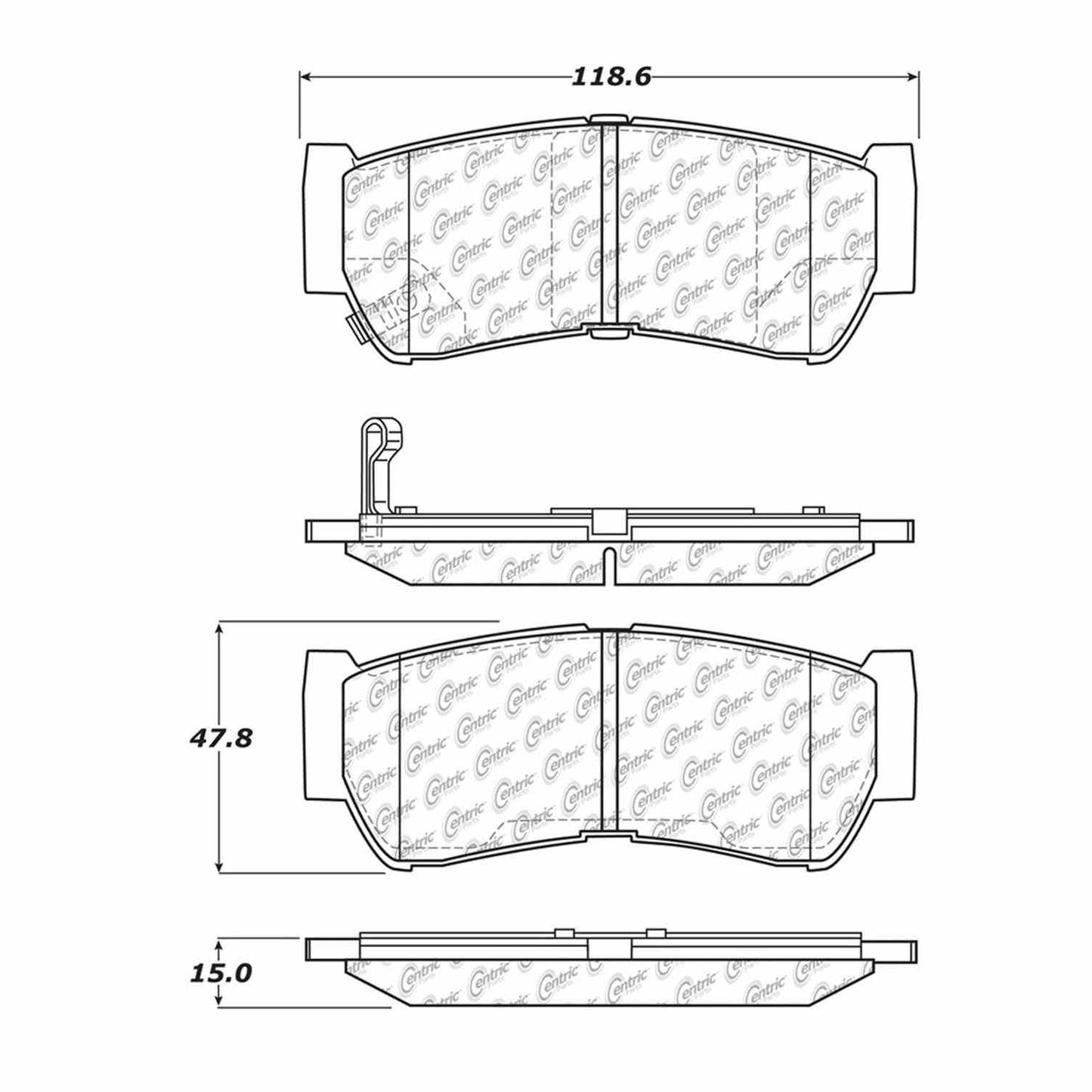 Centric Parts Disc Brake Pad Set Semi-Metallic with Shims for 2007-2009 Hyundai Santa Fe 102.12970
