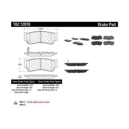 Centric Parts Disc Brake Pad Set Semi-Metallic with Shims for 2007-2009 Hyundai Santa Fe 102.12970