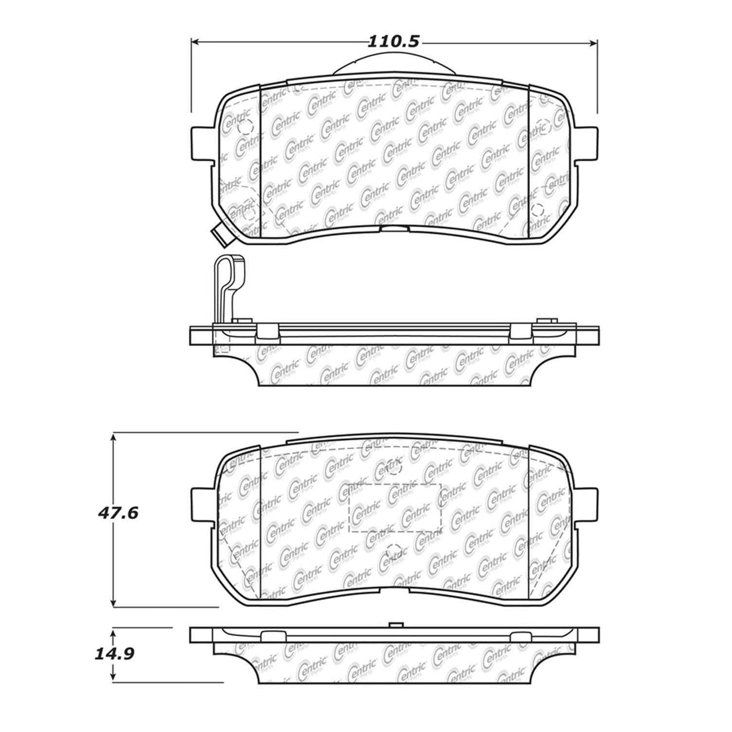 Centric Parts Disc Brake Pad Set Semi-Metallic with Shims for 2007-2012 Hyundai Veracruz 2015-2021 Kia Sedona 102.13020