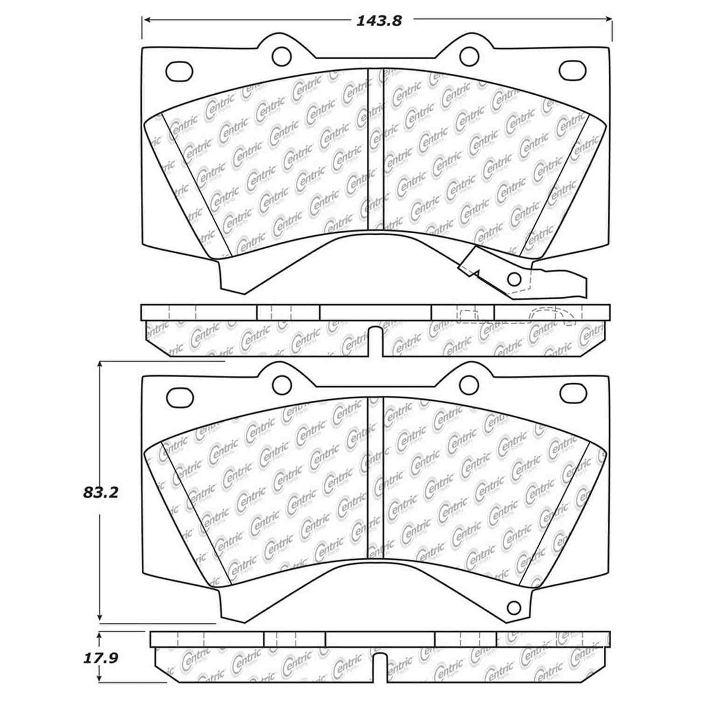 Centric Parts Disc Brake Pad Set Semi-Metallic with Shims for 2008-2013 Lexus LX570 Toyota Land Cruiser Sequoia Tundra