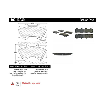 Centric Parts Disc Brake Pad Set Semi-Metallic with Shims for 2008-2013 Lexus LX570 Toyota Land Cruiser Sequoia Tundra