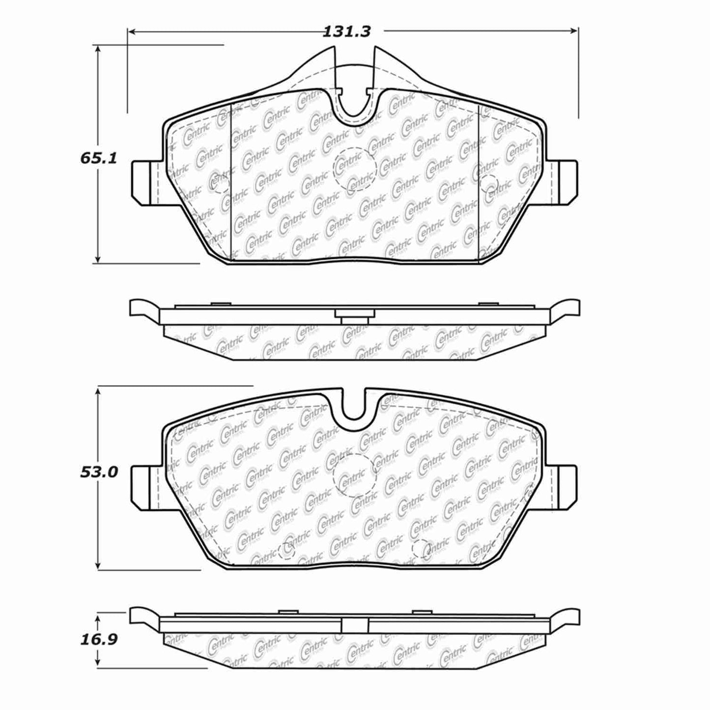 Centric Parts Disc Brake Pad Set Semi-Metallic with Shims for 2007-2016 Mini Cooper 102.13080