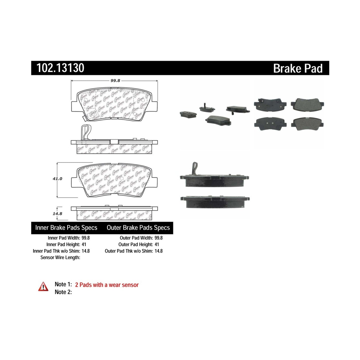 Centric Parts Disc Brake Pad Set Semi-Metallic with Shims for 2009-2011 Hyundai Azera, 2010 Elantra, Sonata 102.13130