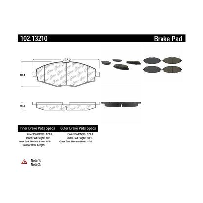 Centric Parts Disc Brake Pad Set Semi-Metallic with Shims for 2015-2011 Chevrolet Matiz, Dodge i10 2014, Pontiac Matiz 2010-2004 102.13210