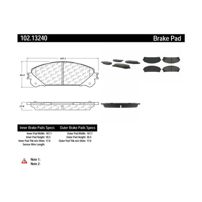 Centric Parts Disc Brake Pad Set Semi-Metallic with Shims for Lexus NX200t/250/300h/350 RX350/350L/450h/450hL Toyota Highlander RAV4 Prime Sienna