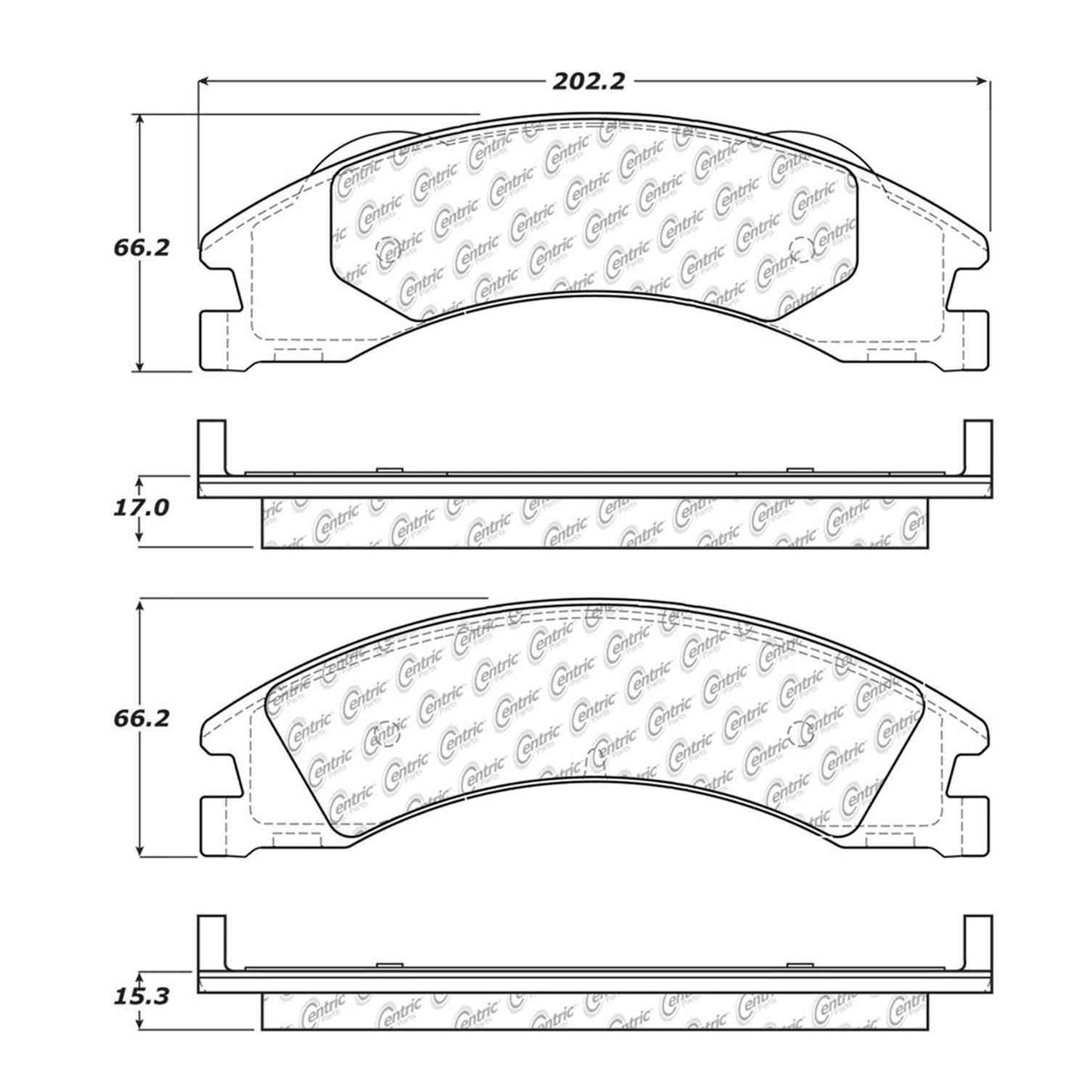 Centric Parts Disc Brake Pad Set Semi-Metallic with Shims for 2008-2011 Ford E-150 Econoline 102.13290