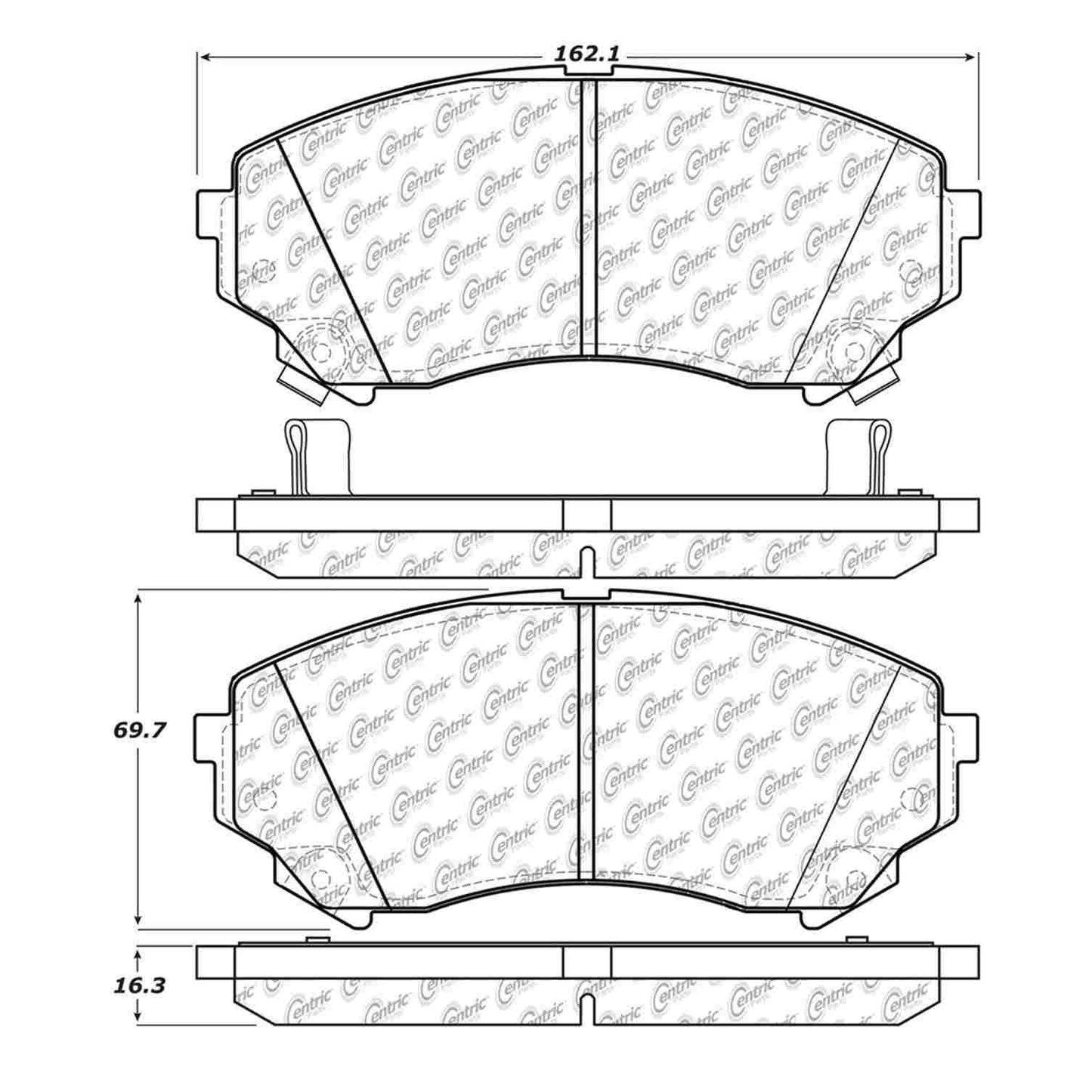 Centric Parts Disc Brake Pad Set Semi-Metallic with Shims for 2008-2014 Cadillac CTS 102.13310