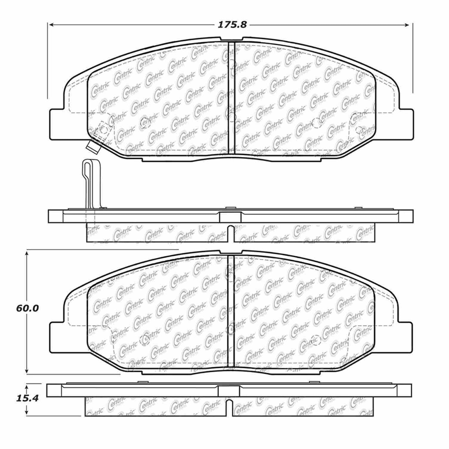Centric Parts Disc Brake Pad Set Semi-Metallic with Shims for 2008-2014 Cadillac CTS 2011-2009 STS 102.13320