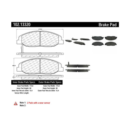 Centric Parts Disc Brake Pad Set Semi-Metallic with Shims for 2008-2014 Cadillac CTS 2011-2009 STS 102.13320