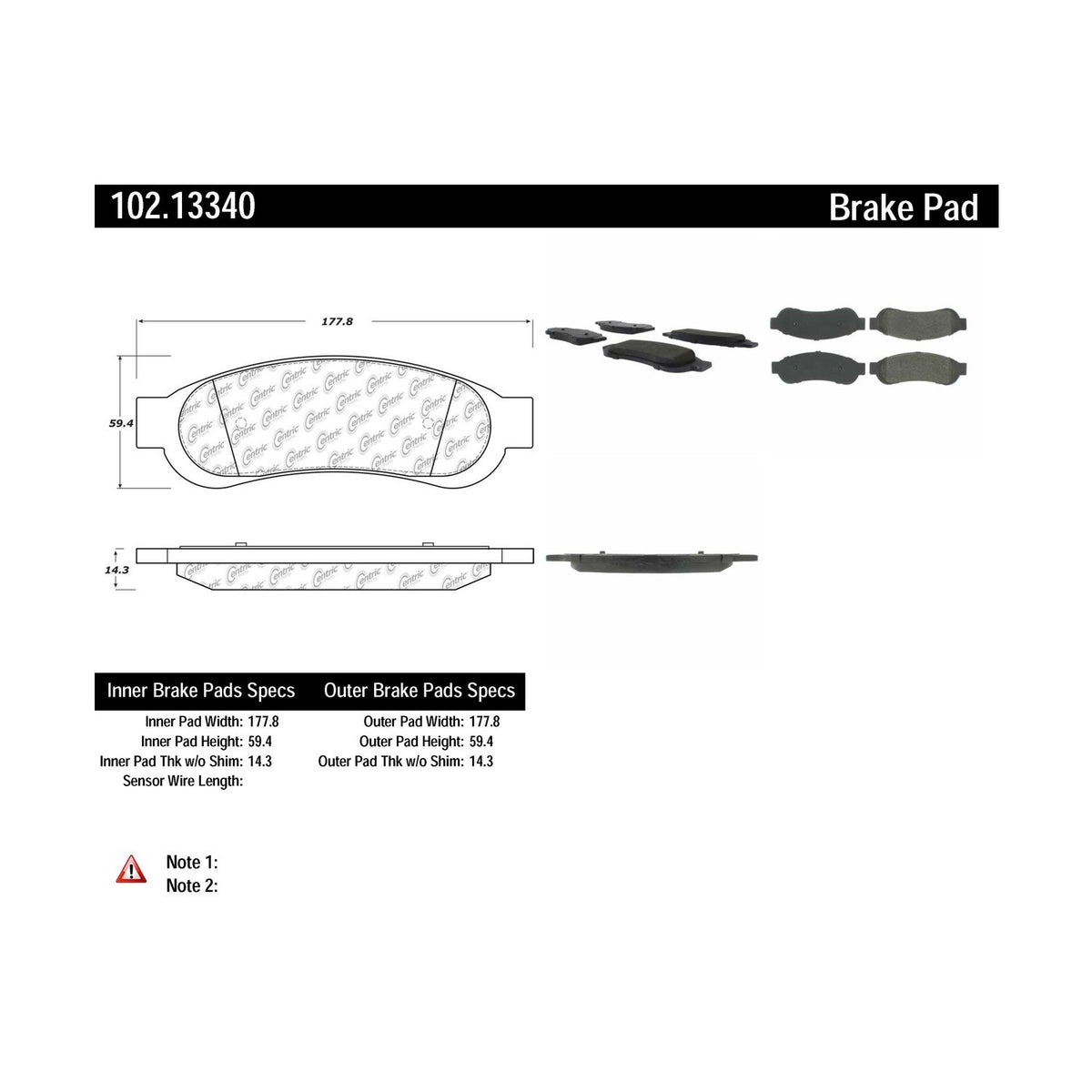 Centric Parts Disc Brake Pad Set Semi-Metallic with Shims for 2011-2013 Ford F-250 Super Duty, 2011-2012 Ford F-350, 2008-2012 Ford F-350 Super Duty, 2010-2012 Ford F-450 Super Duty 102.13340