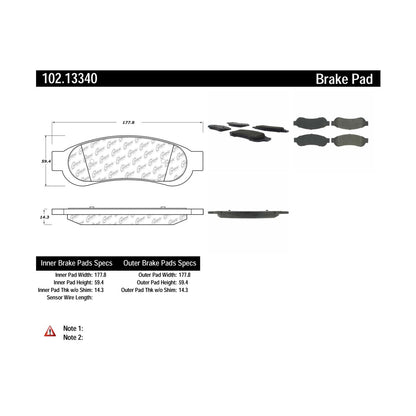 Centric Parts Disc Brake Pad Set Semi-Metallic with Shims for 2011-2013 Ford F-250 Super Duty, 2011-2012 Ford F-350, 2008-2012 Ford F-350 Super Duty, 2010-2012 Ford F-450 Super Duty 102.13340