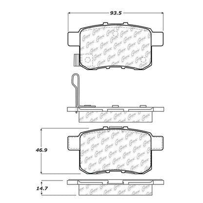 Centric Parts Disc Brake Pad Set Semi-Metallic with Shims for 2009-2010 Acura TSX 2008-2010 Honda Accord 102.13360
