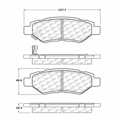 Centric Parts Disc Brake Pad Set Semi-Metallic with Shims for 2008-2014 Cadillac CTS, 2010-2016 SRX, 2010-2015 Camaro, 2011 Saab 9-4X 102.13370