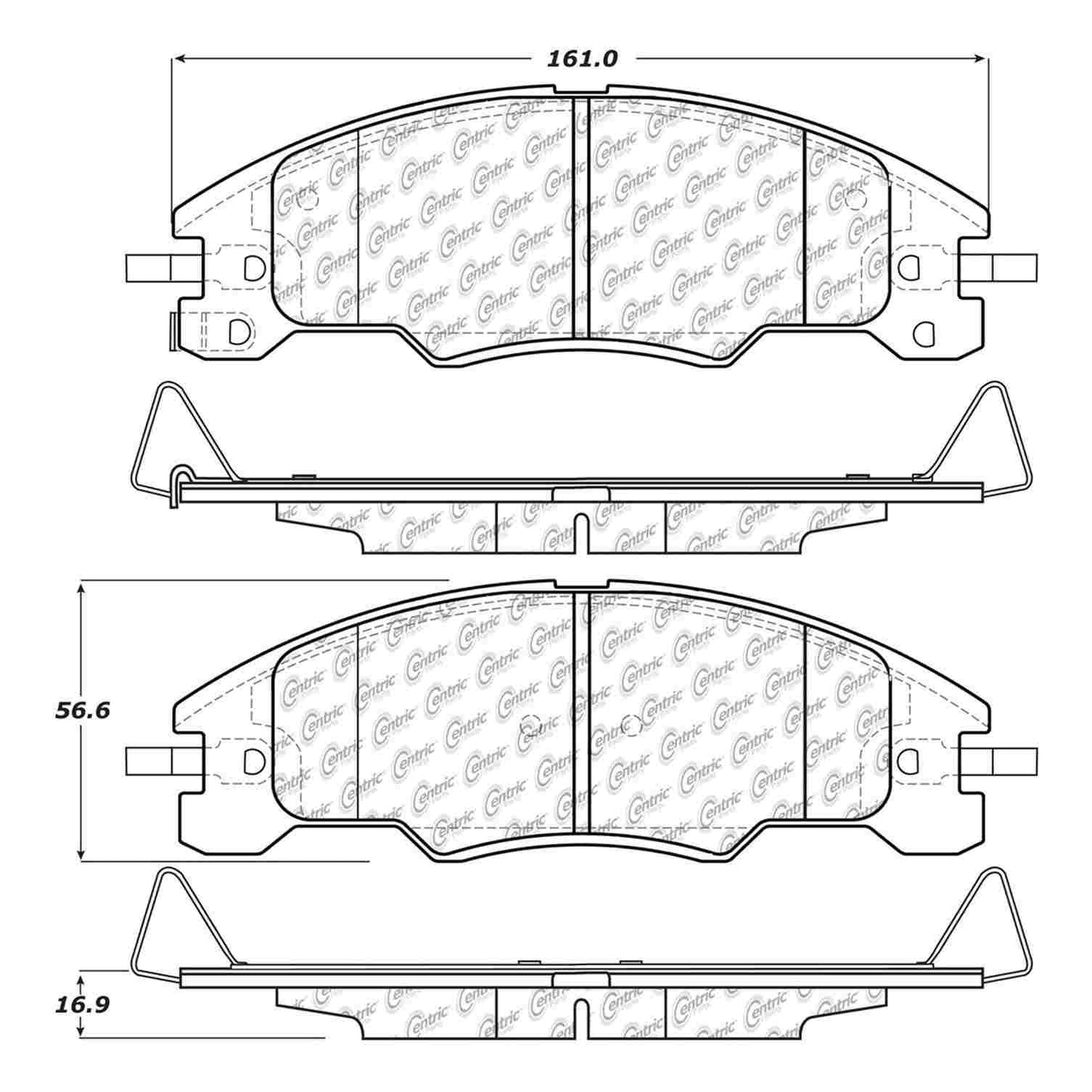 Centric Parts Disc Brake Pad Set Semi-Metallic with Shims for 2008-2011 Ford Focus 102.13390