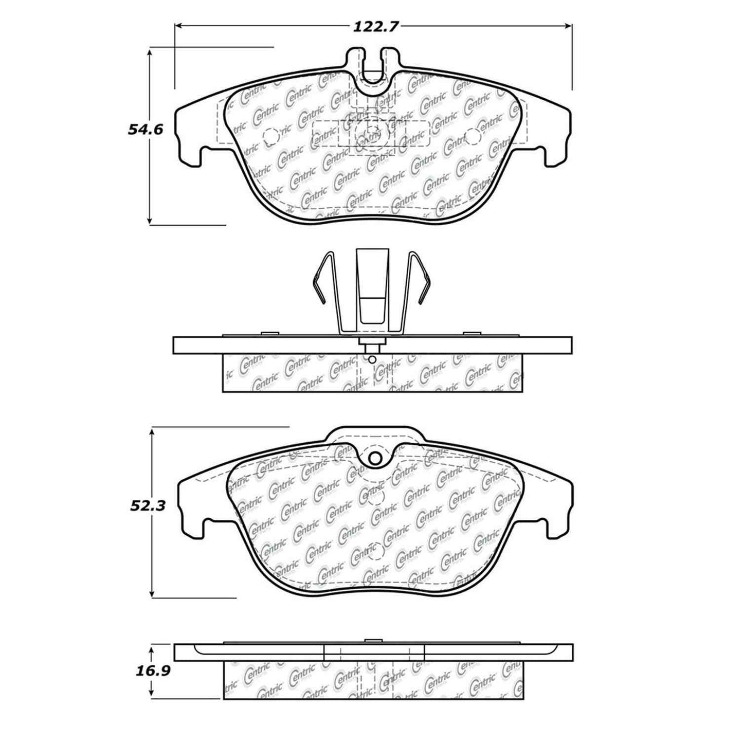 Centric Parts Disc Brake Pad Set Semi-Metallic with Shims for 2008-2017 Mercedes-Benz C/E models 102.13410