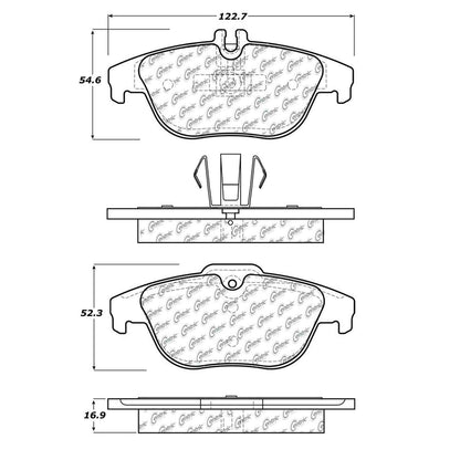 Centric Parts Disc Brake Pad Set Semi-Metallic with Shims for 2008-2017 Mercedes-Benz C/E models 102.13410