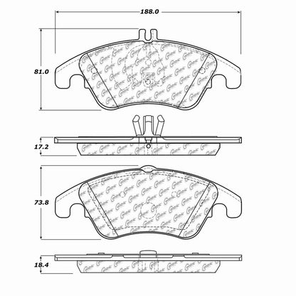 Centric Parts Disc Brake Pad Set Semi-Metallic with Shims for Mercedes-Benz C250-350, CLS400, E200-550 2010-2017 Part 102.13420
