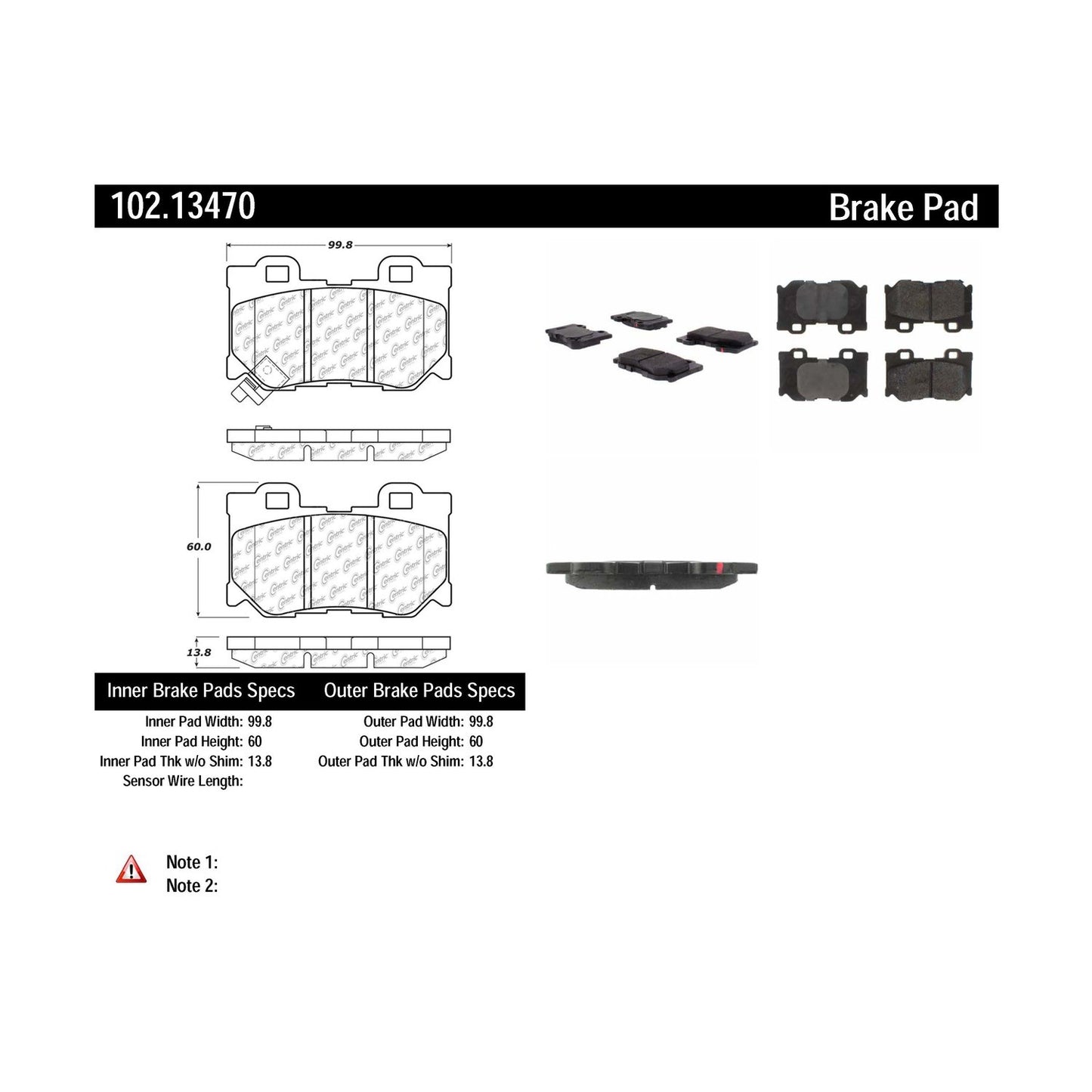 Centric Parts Disc Brake Pad Set C-Tek Semi-Metallic with Shims for 2009-2023 Infiniti and Nissan Z 102.13470