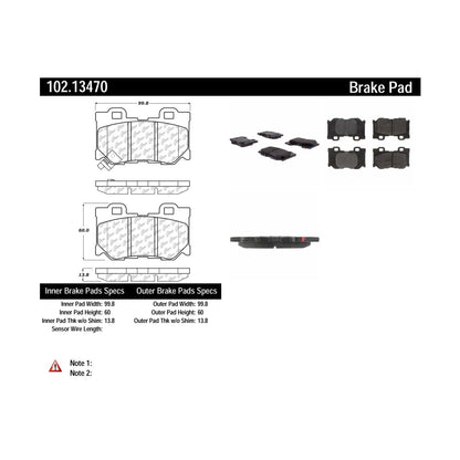 Centric Parts Disc Brake Pad Set C-Tek Semi-Metallic with Shims for 2009-2023 Infiniti and Nissan Z 102.13470