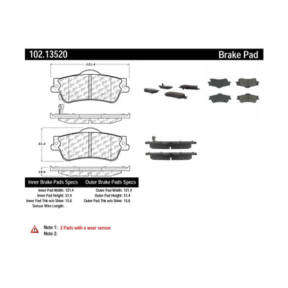 Centric Parts Disc Brake Pad Set Semi-Metallic with Shims for 2008-2014 Chevrolet SS Pontiac G8 102.13520