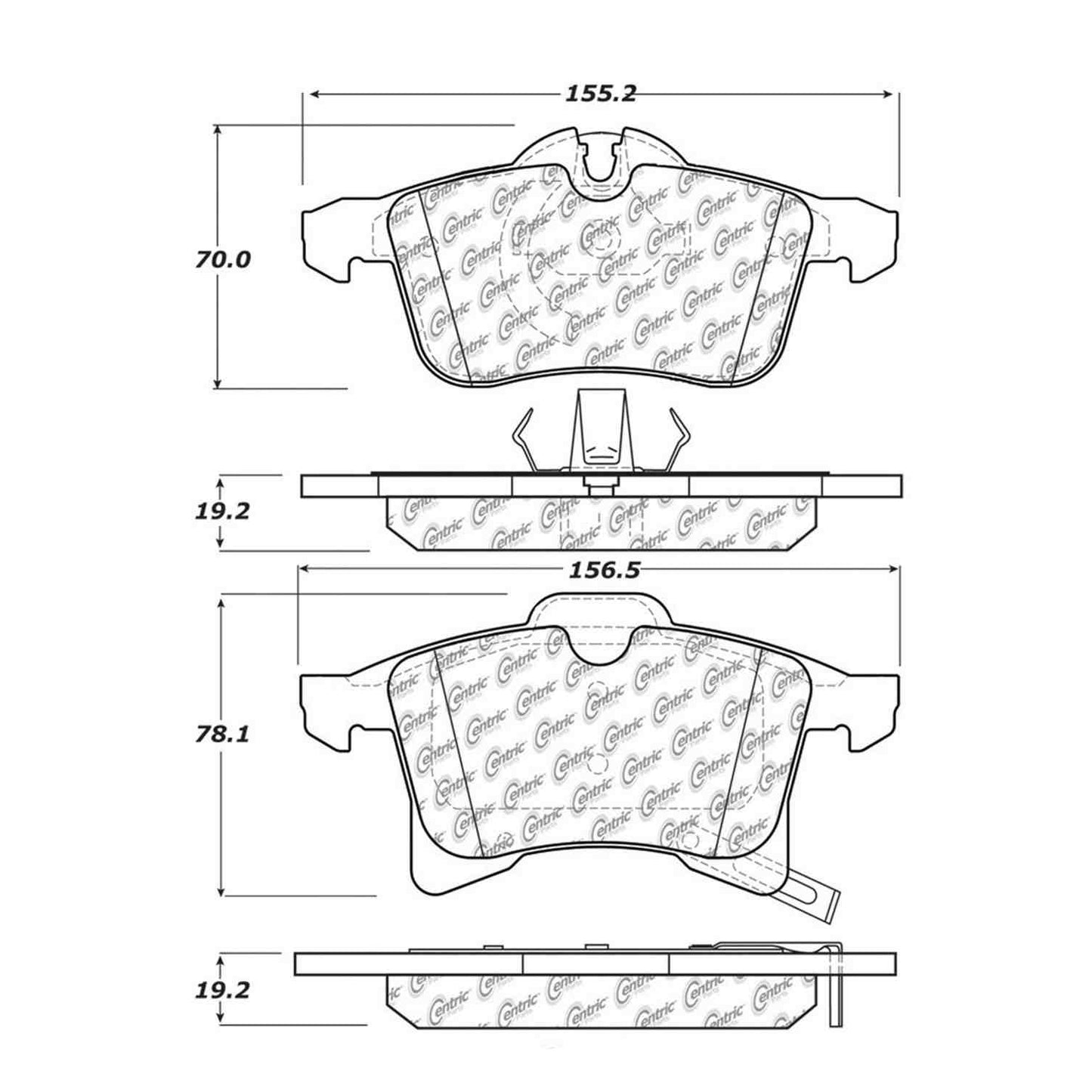 Centric Parts Disc Brake Pad Set Semi-Metallic with Shims for 2000-2008 Chevrolet Astra, 2007-2008 Meriva 102.13610