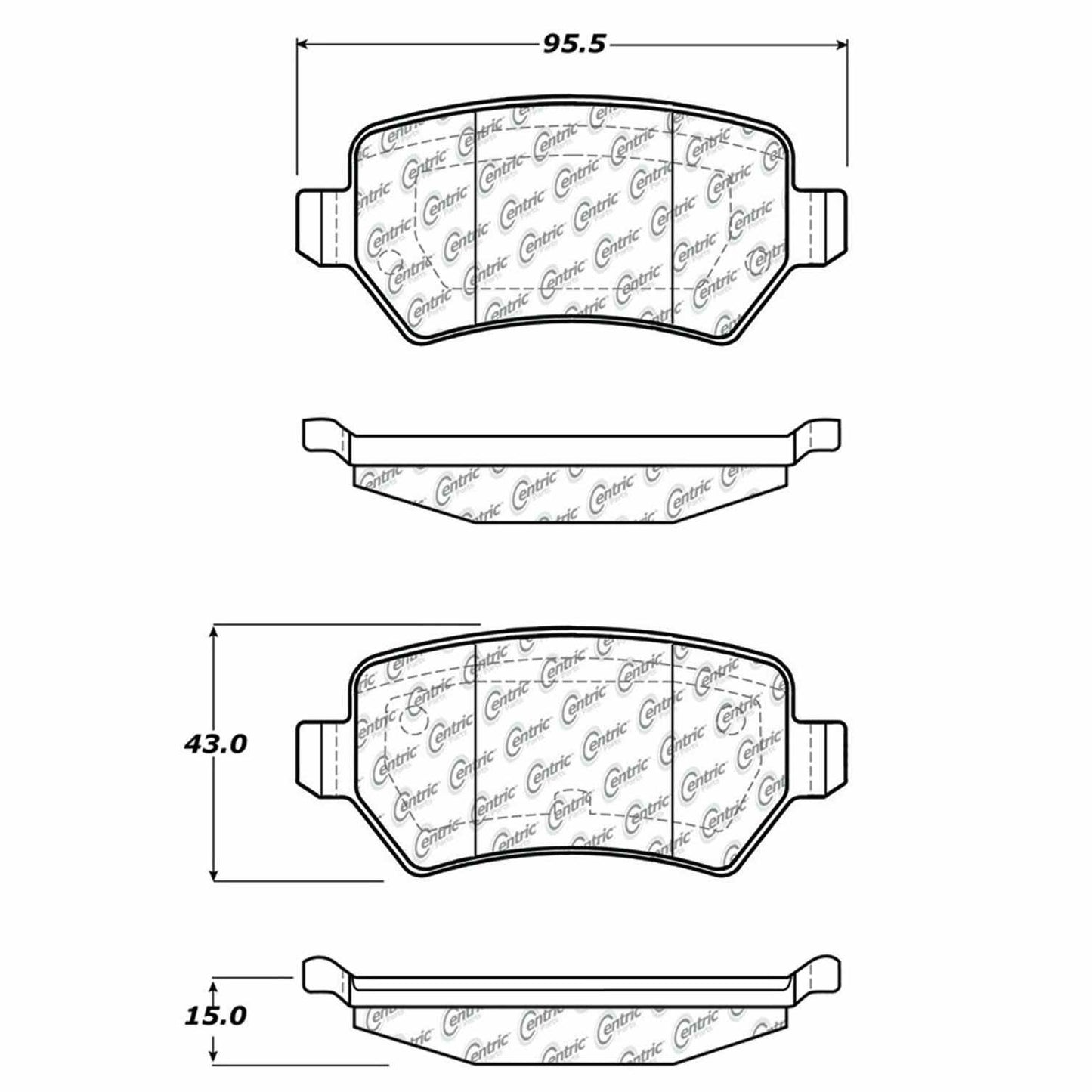 Centric Parts Disc Brake Pad Set Semi-Metallic with Shims for 2000-2009 Chevrolet Astra Meriva Zafira Saturn Astra 102.13620