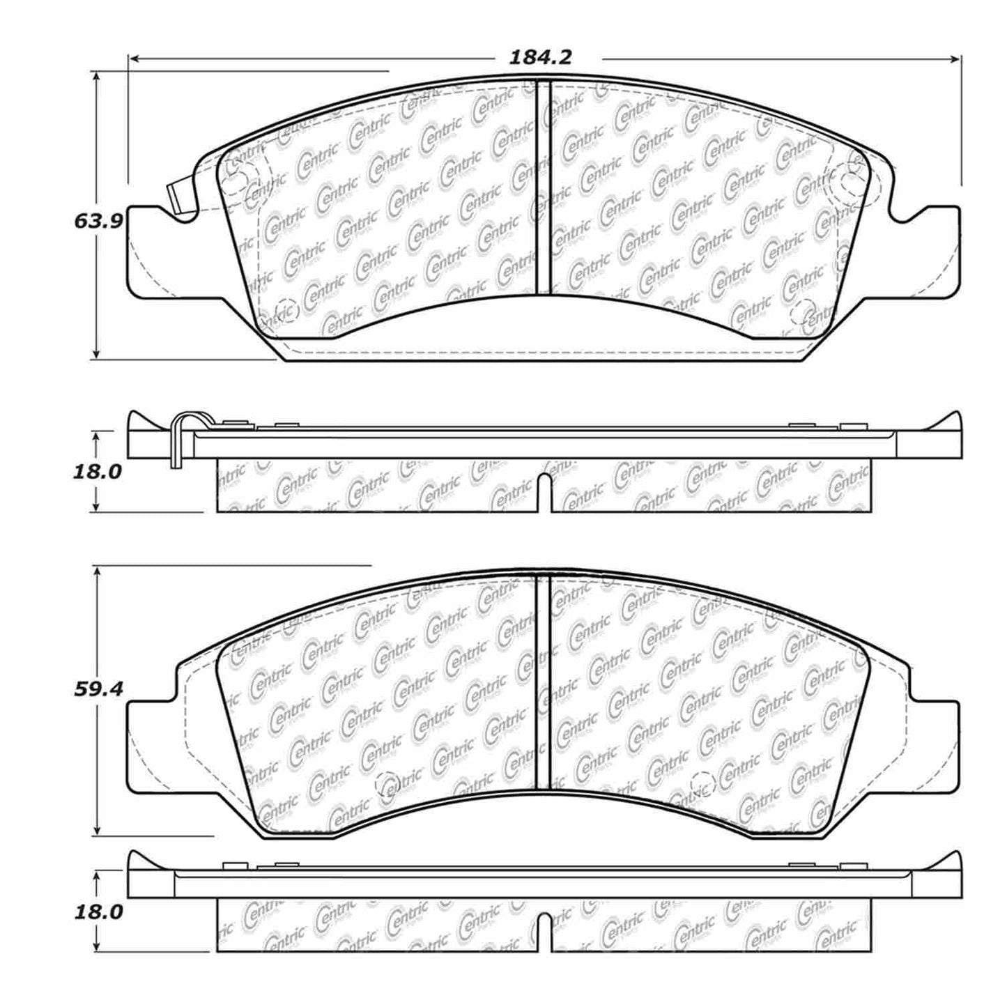Centric Parts Disc Brake Pad Set Semi-Metallic with Shims for 2008-2020 Cadillac Escalade 102.13630