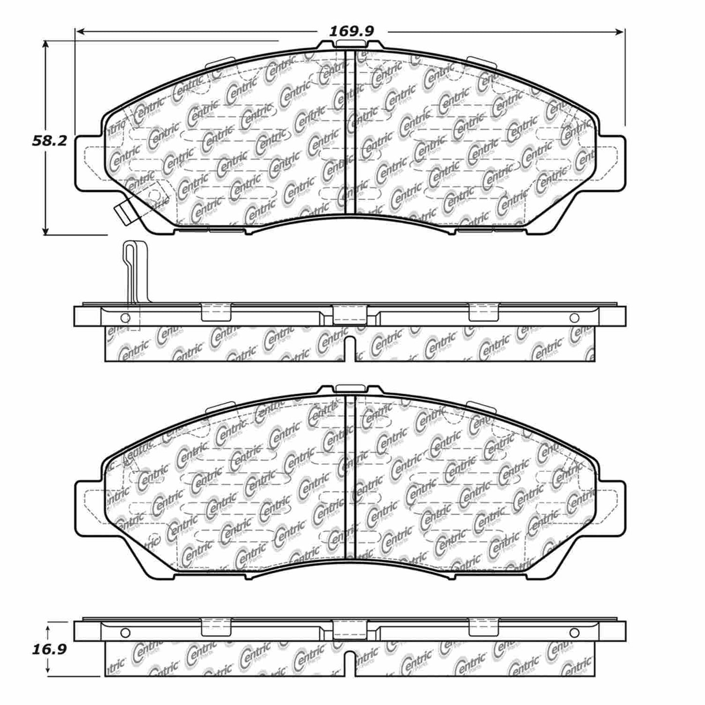 Centric Parts Disc Brake Pad Set Semi-Metallic with Shims for 2007-2023 Acura MDX, Honda Pilot, Ridgeline 102.13780