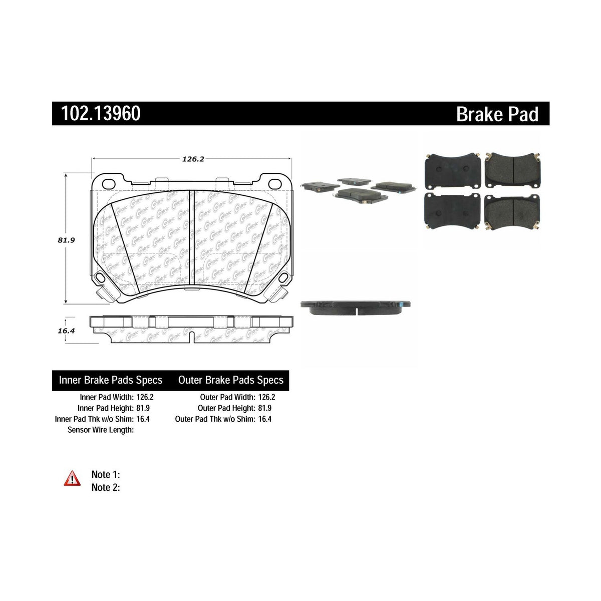 Centric Parts Disc Brake Pad Set Semi-Metallic with Shims for 2009-2014 Genesis, 2011 Hyundai Equus 102.13960