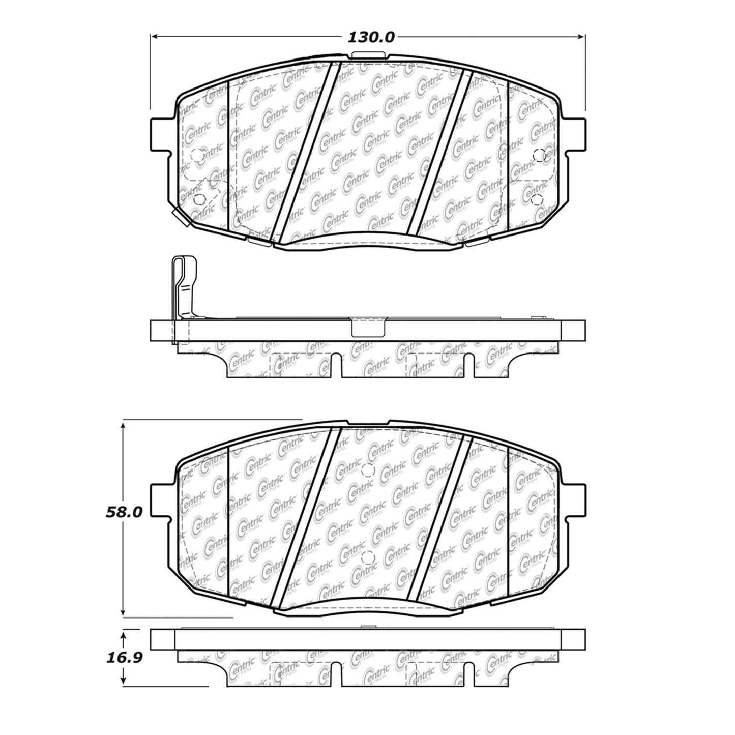 Centric Parts Disc Brake Pad Set Semi-Metallic with Shims for 2009-2013 Hyundai Elantra, Kia Forte 102.13970