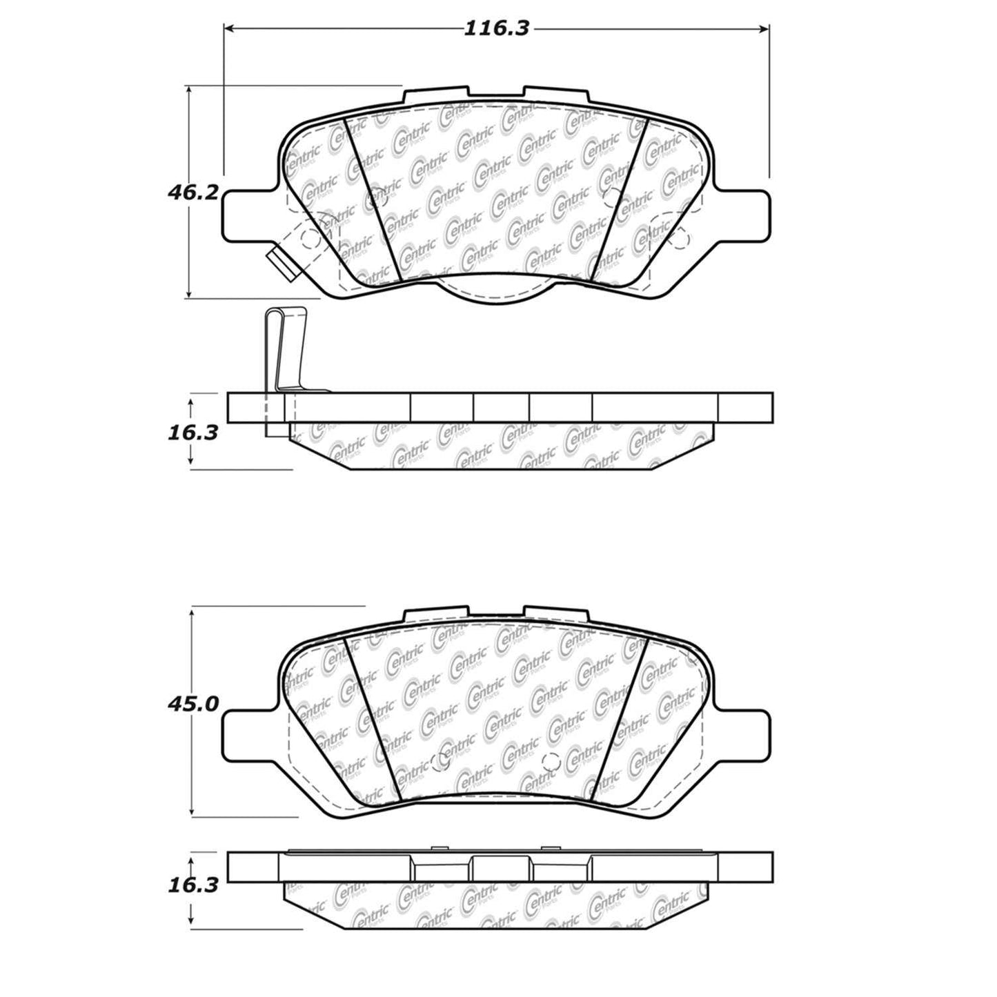 Centric Parts Disc Brake Pad Set Semi-Metallic with Shims for 2009-2016 Toyota Venza 102.14020