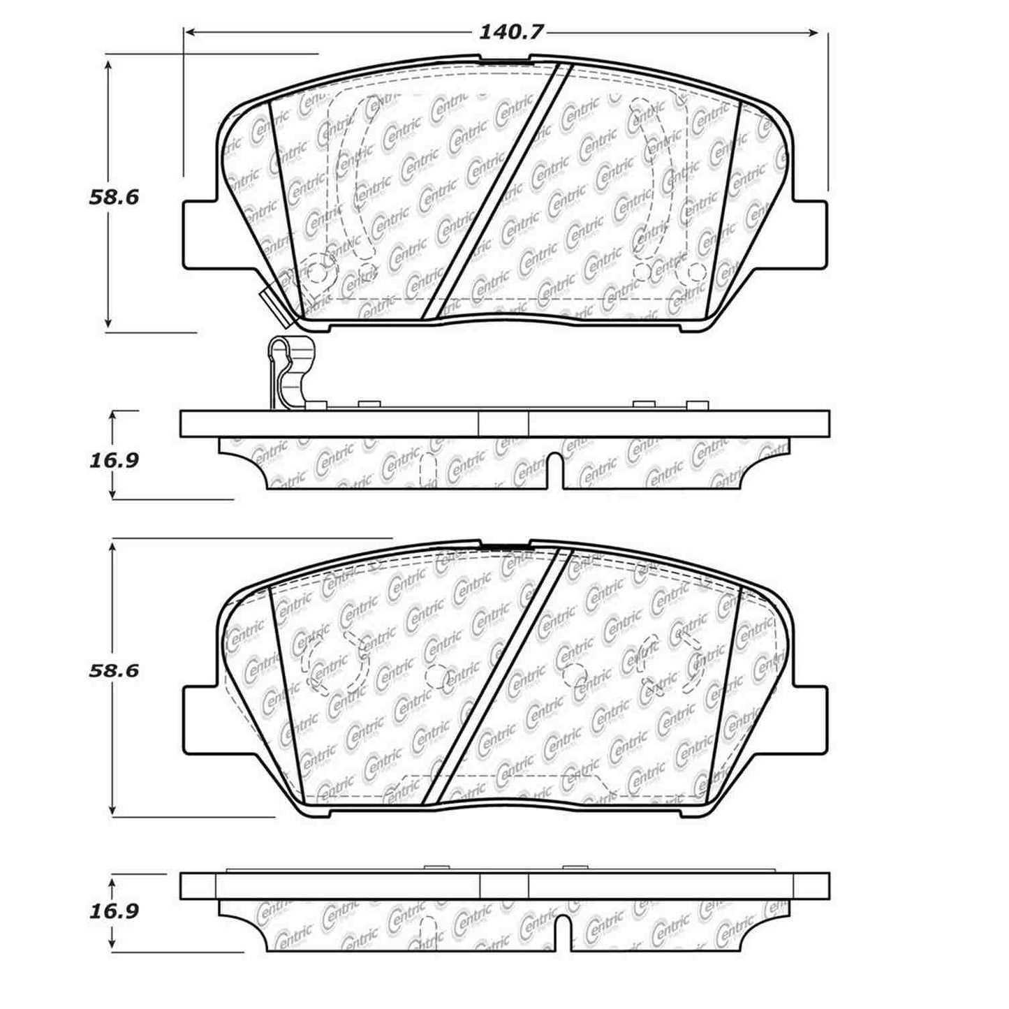 Centric Parts Disc Brake Pad Set Semi-Metallic with Shims for 2010-2016 Hyundai Genesis Coupe, 2011-2015 Kia Optima 102.14130