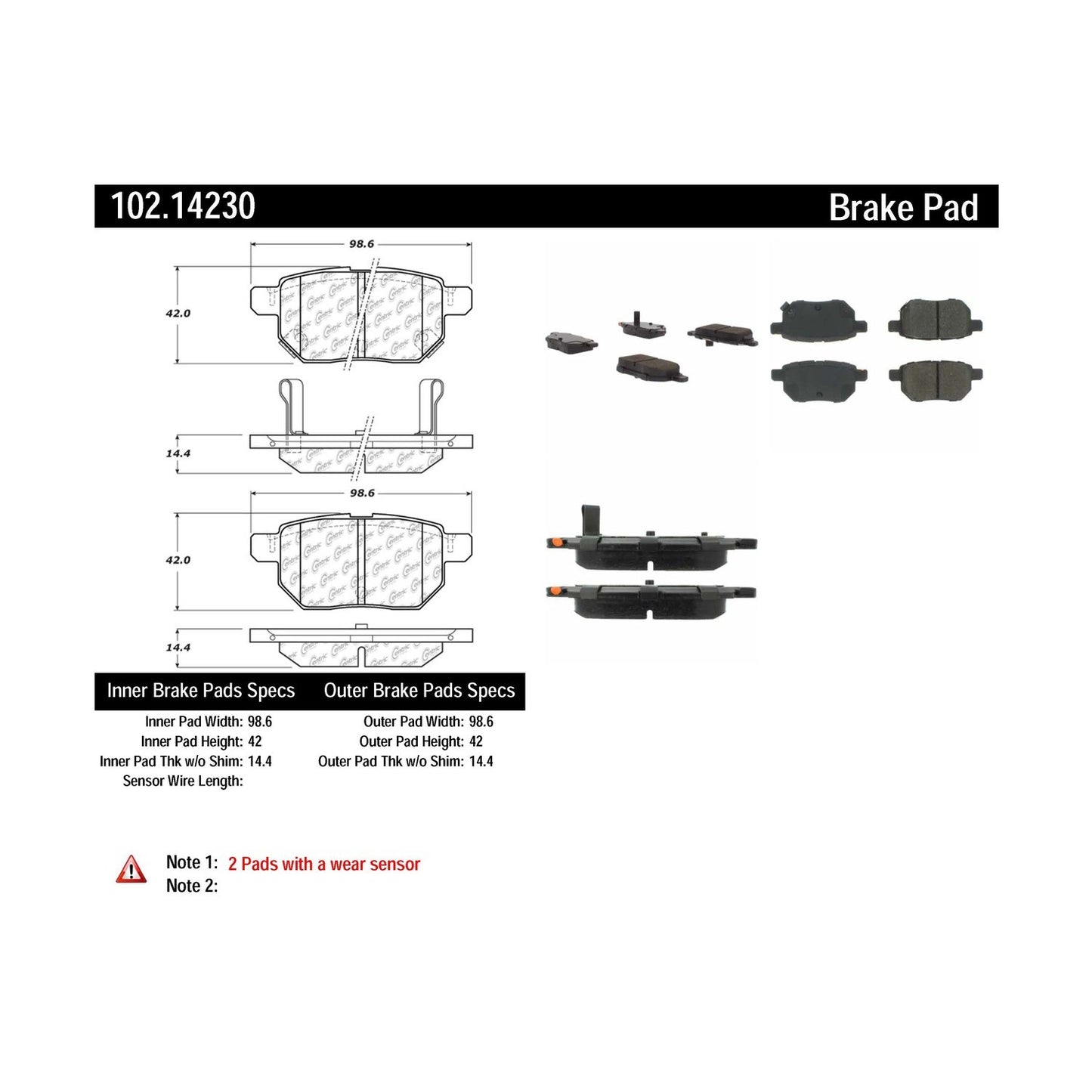 Centric Parts Disc Brake Pad Set Semi-Metallic with Shims for 2010-2022 Toyota Prius Family 102.14230