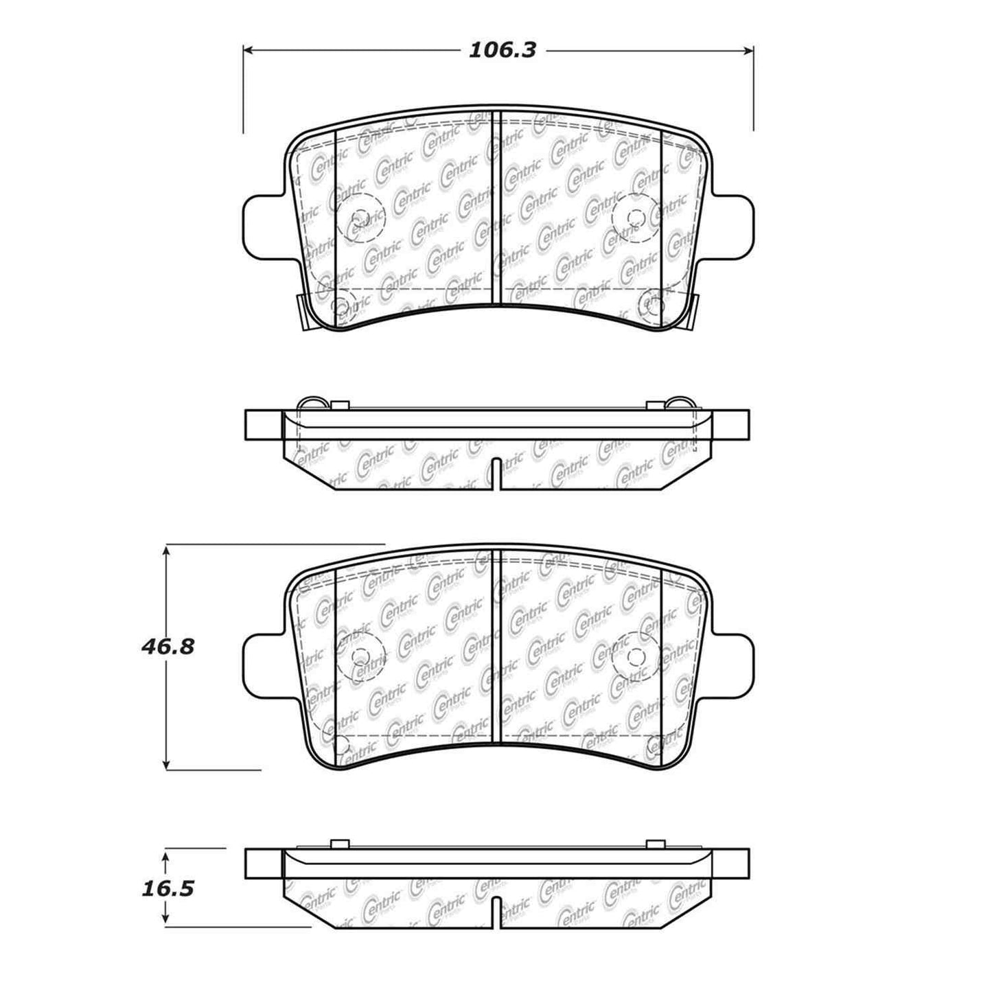 Centric Parts Disc Brake Pad Set Semi-Metallic with Shims for 2010-2017 Buick Allure LaCrosse Regal Chevrolet Malibu Saab