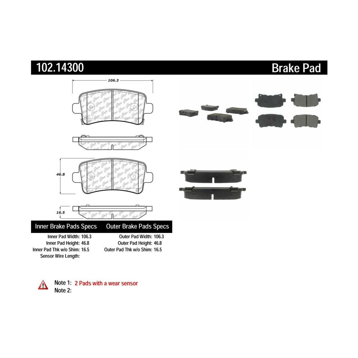 Centric Parts Disc Brake Pad Set Semi-Metallic with Shims for 2010-2017 Buick Allure LaCrosse Regal Chevrolet Malibu Saab