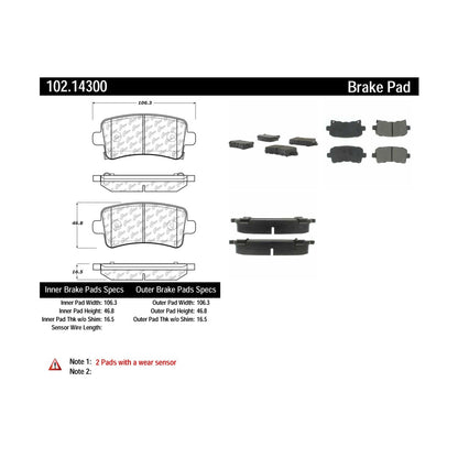 Centric Parts Disc Brake Pad Set Semi-Metallic with Shims for 2010-2017 Buick Allure LaCrosse Regal Chevrolet Malibu Saab