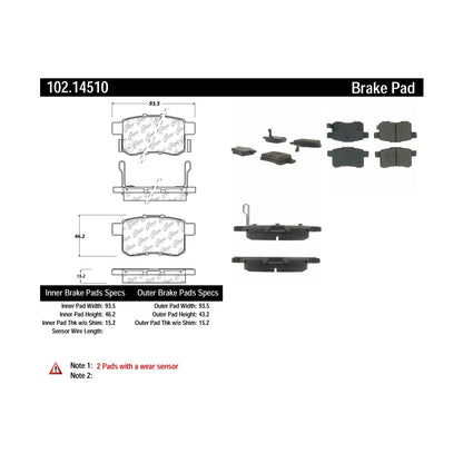 Centric Parts Disc Brake Pad Set Semi-Metallic with Shims for 2011-2014 Acura TSX 2011-2017 Honda Accord 102.14510