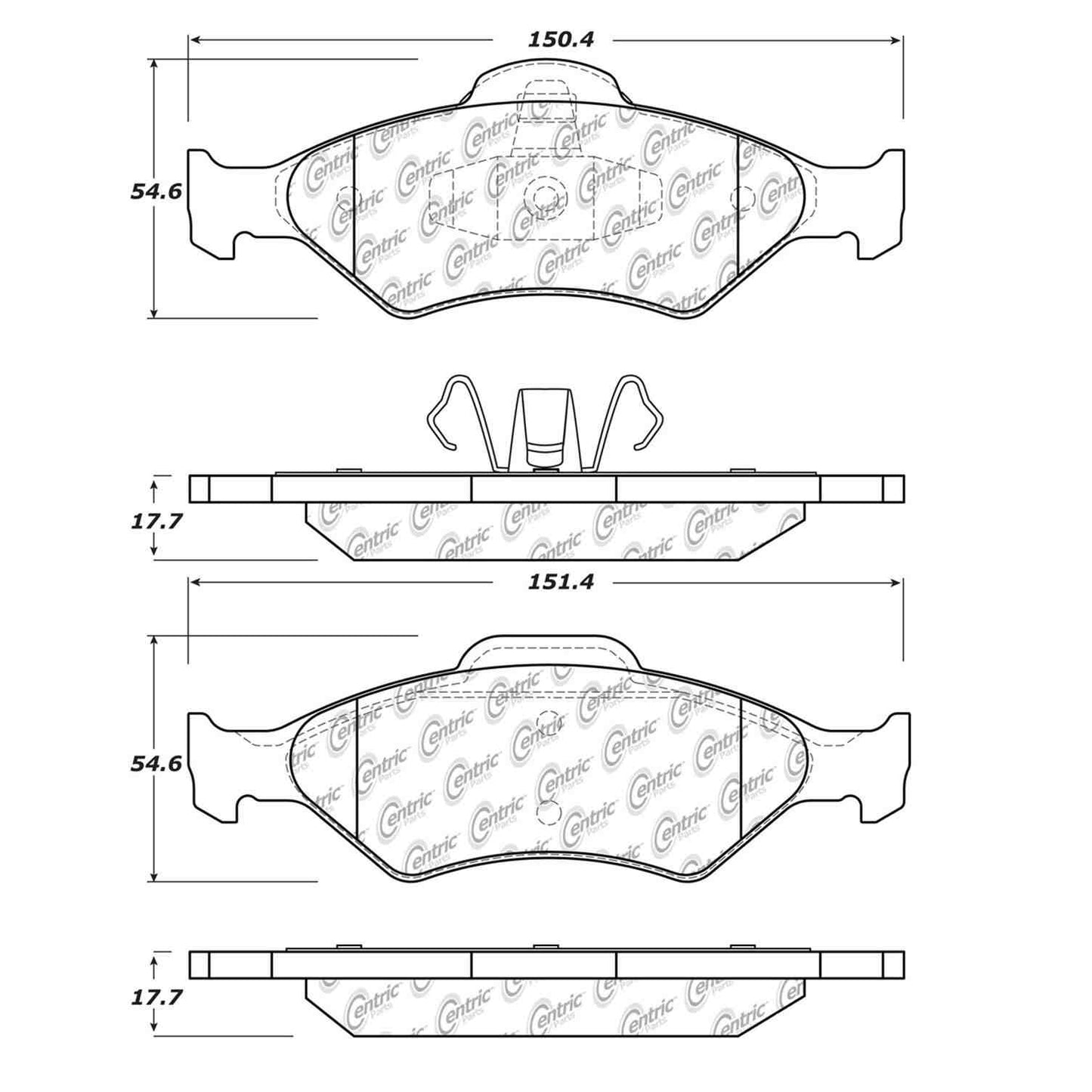 Centric Parts Disc Brake Pad Set Semi-Metallic with Shims for 2005-2009 Ford Fiesta 2007-2005 Ikon 102.14600