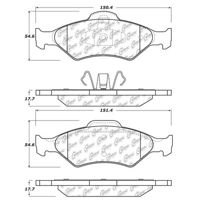 Centric Parts Disc Brake Pad Set Semi-Metallic with Shims for 2005-2009 Ford Fiesta 2007-2005 Ikon 102.14600