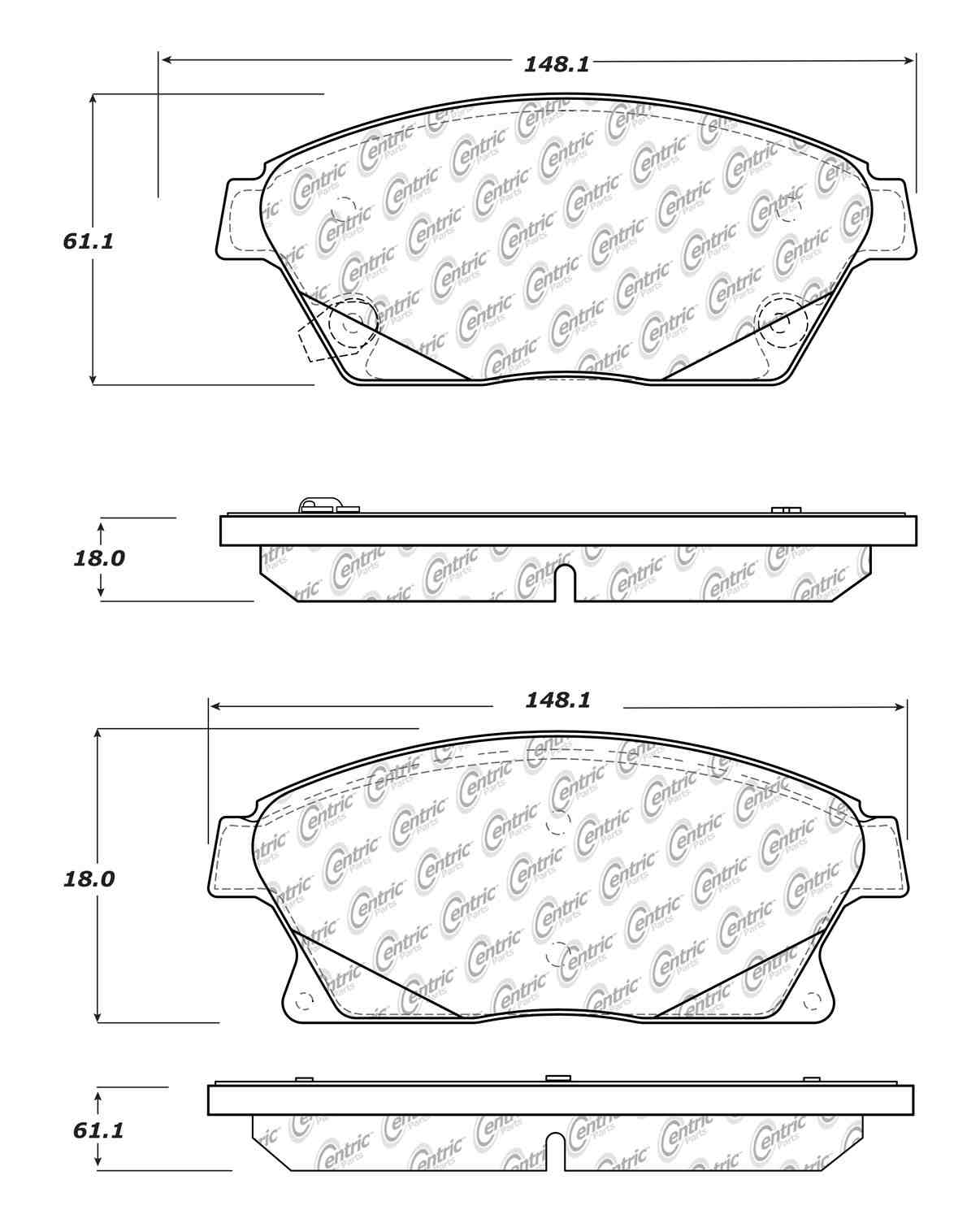Centric Parts Disc Brake Pad Set Semi-Metallic with Shims for 2013-2017 Buick Encore 102.14670