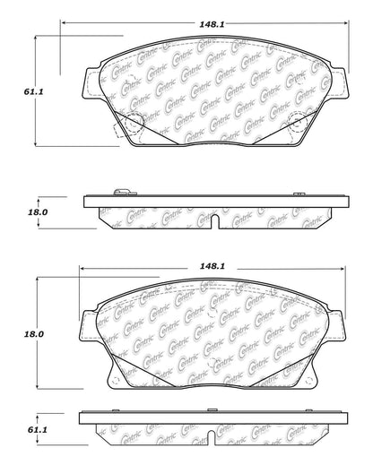 Centric Parts Disc Brake Pad Set Semi-Metallic with Shims for 2013-2017 Buick Encore 102.14670
