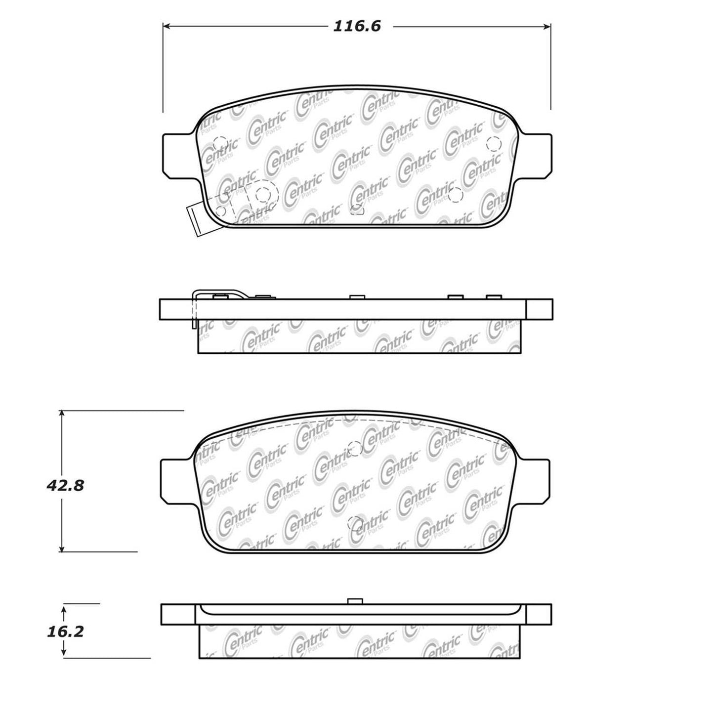 Centric Parts Disc Brake Pad Set Semi-Metallic with Shims for 2015-2020 Buick Chevrolet Cadillac 102.14680