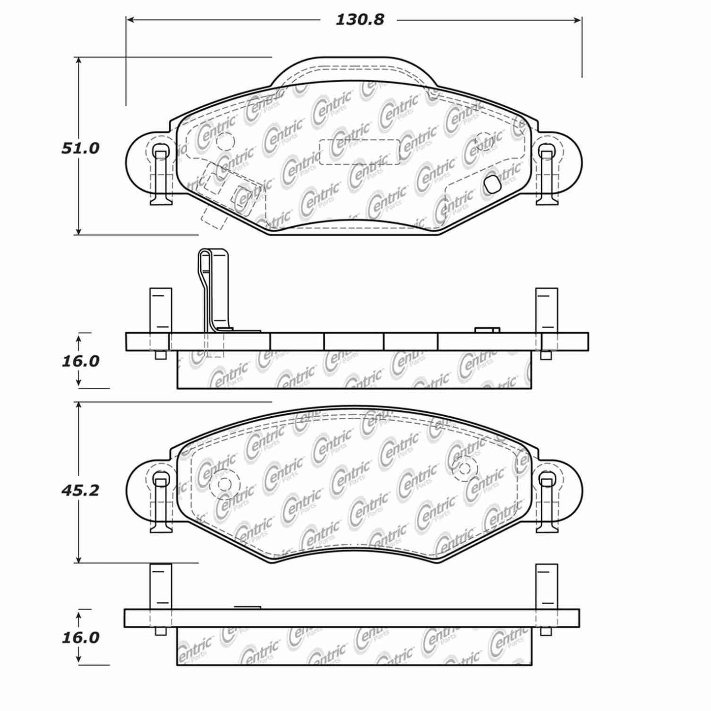 Centric Parts Disc Brake Pad Set Semi-Metallic with Shims for 2004-2005 Toyota Yaris 102.14750