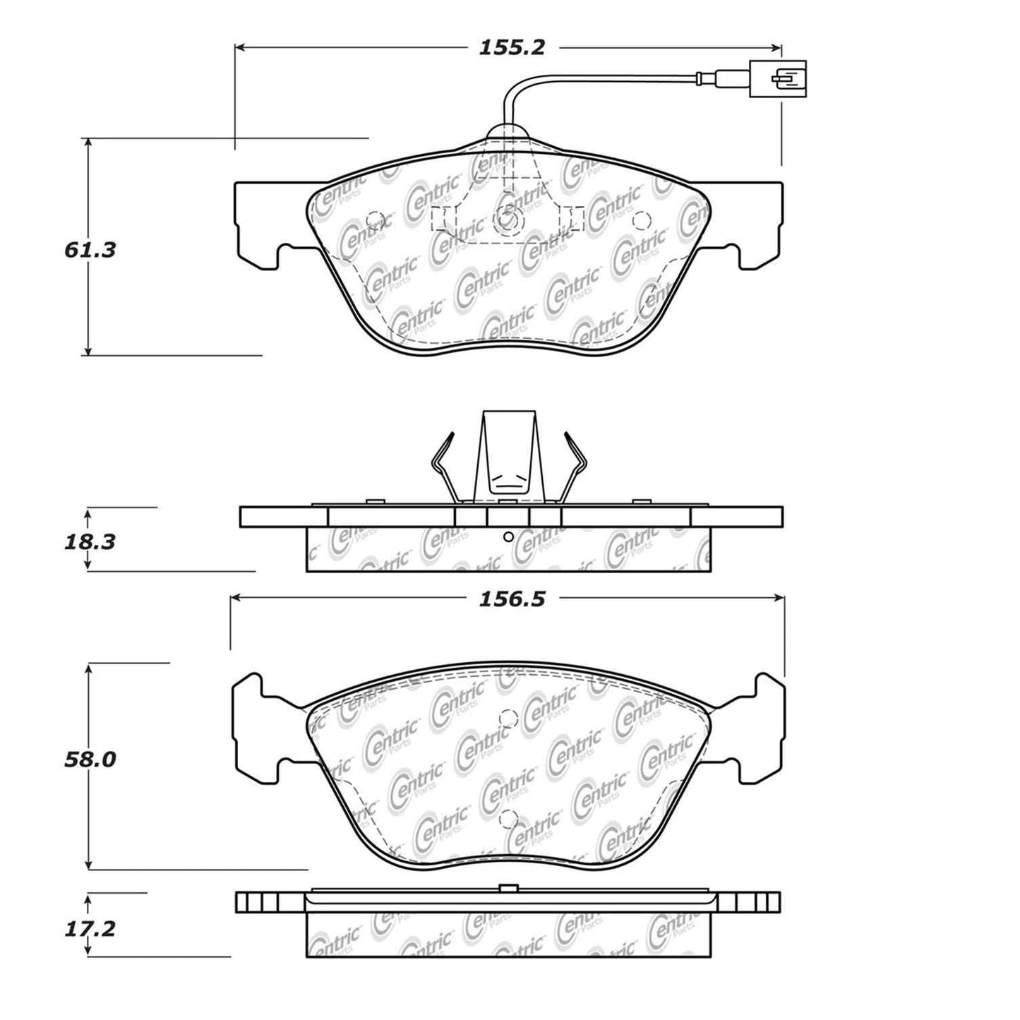 Centric Parts Disc Brake Pad Set Semi-Metallic with Shims for Alfa Romeo 147 2005-2002 147 2007 156 2004-2002 Fiat Palio 2019-2018 102.14760