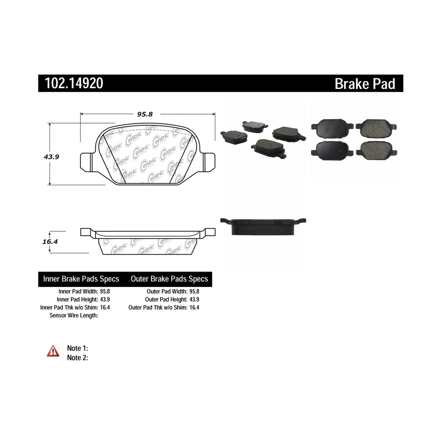 Centric Parts Disc Brake Pad Set Semi-Metallic with Shims for Alfa Romeo 147 2002-2005, 156 2002-2004, Fiat Linea 2011 102.14920