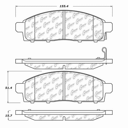 Centric Parts Disc Brake Pad Set Semi-Metallic with Shims for 2008-2019 Mitsubishi L200 2009-2015 Montero Sport 102.15190