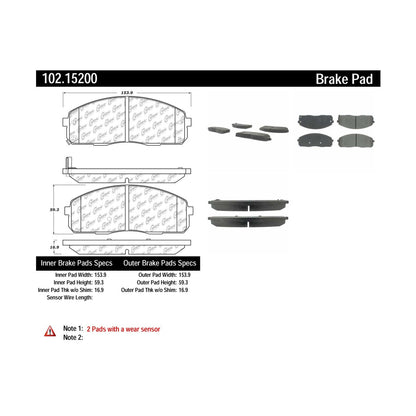 Centric Parts Disc Brake Pad Set Semi-Metallic with Shims for 2006-2010 Dodge H100 102.15200