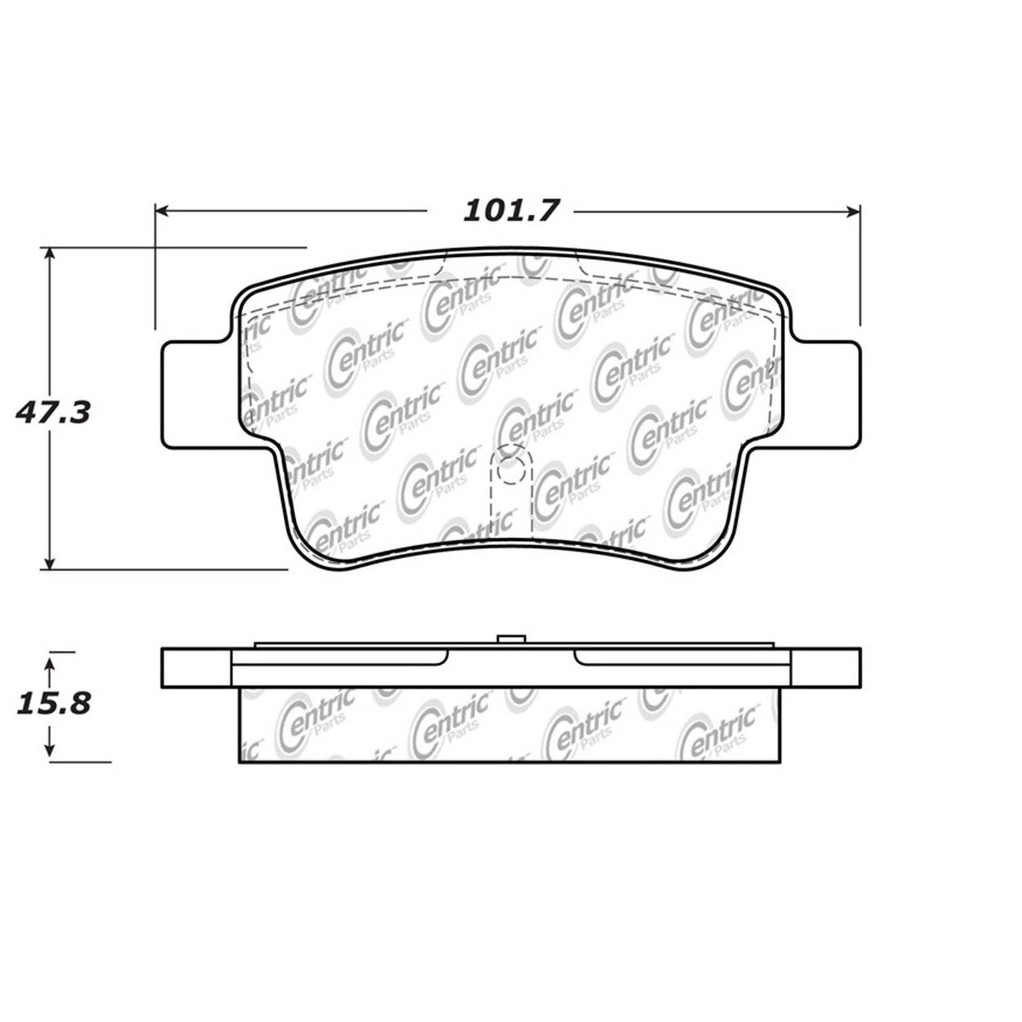 Centric Parts Disc Brake Pad Set Semi-Metallic with Shims for 2007-2009 Fiat Punto 102.15370