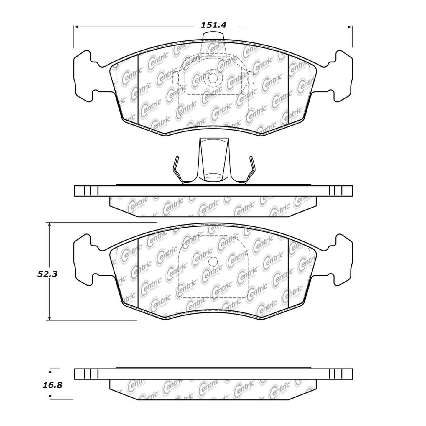 Centric Parts Disc Brake Pad Set Semi-Metallic with Shims for 2015-2018 Dodge Vision 102.15380